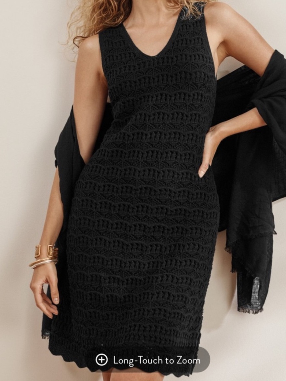 LIKE NEW J.Jill black crochet V-neck dress, size Large